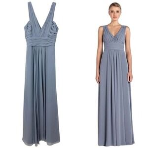 Monique Lhuillier Rebecca Bridesmaid Dress Size 4 French Blue Sleeveless Pleated
